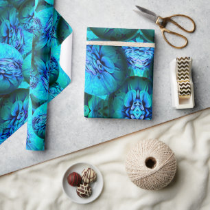 Papier Cadeau Boucles turquoise et bleue en optique 3D
