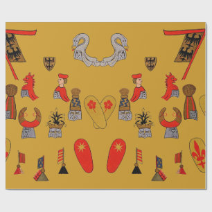 Papier Cadeau Boucliers, drapeaux et enveloppe de cadeau