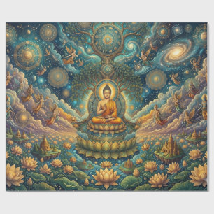 Papier Cadeau Bouddha divin en profonde méditation Emballage d'a