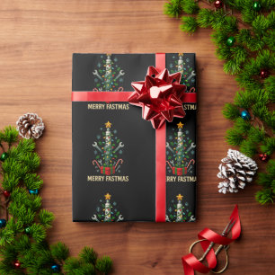 Papier Cadeau Bougie d'allumage Joyeux Fastmas Sapin de Noël Méc