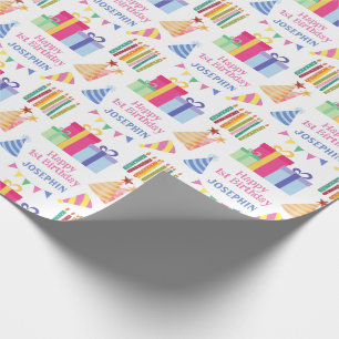 Papier Cadeau Bougies colorées Casquette de fête Anniversaire Ca