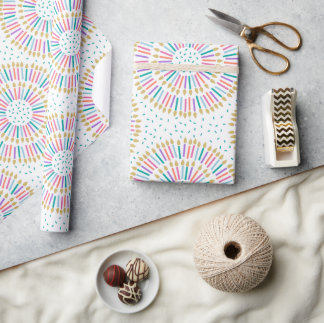 Papier Cadeau Bougies d'anniversaire concentriques modernes - Pa
