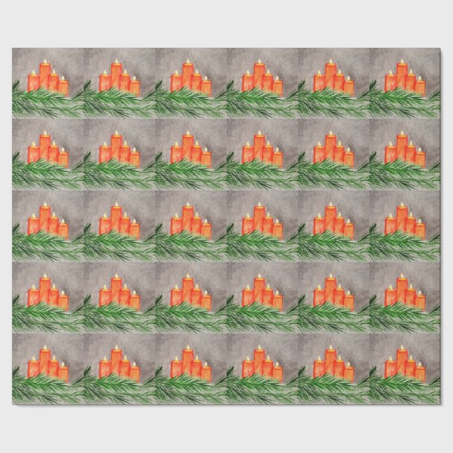 Papier Cadeau Bougies de Noël (Couture)