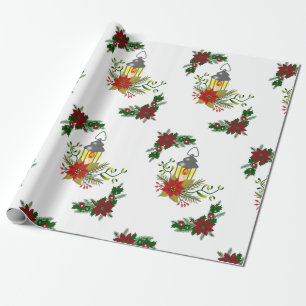 Papier Cadeau Bougies d'or en papier d'enveloppement de Noël