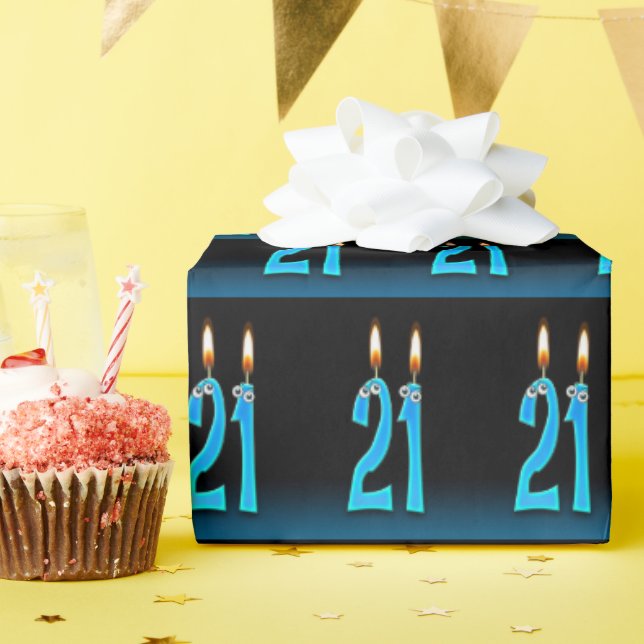 Papier Cadeau Bougies Le 21E Anniversaire (Fête d'anniversaire)