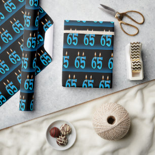 Papier Cadeau Bougies pour 65e anniversaire avec des globes ocul