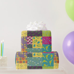 Papier Cadeau Bouho Maximaliste Patchwork Quilt Joli Floral