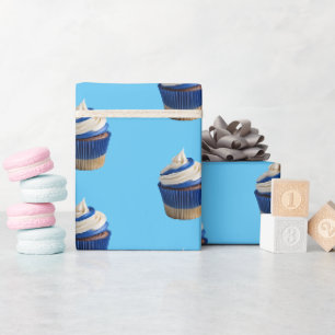 Papier Cadeau Boulangerie Cupcake Blue