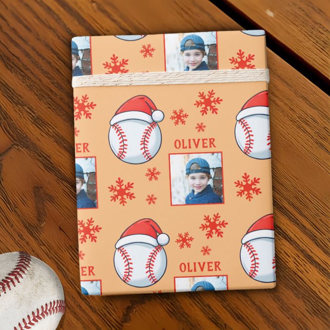 Papier Cadeau Boule de baseball Chapeau de Père Noël Flocon de n (Créateur téléchargé)