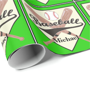 Papier Cadeau Boule De Baseball Et Boule Cadeau Vert Personnalis