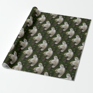 Papier Cadeau Boule de fleur de magnolia blanc crémeux