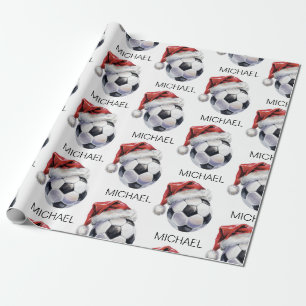 Papier Cadeau Boule de foot de Noël personnalisée Joyeux Noël Sa