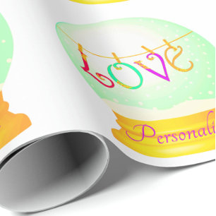 Papier Cadeau Boule de neige colorée de l'amour papier d'emballa