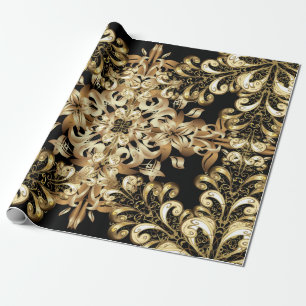 Papier Cadeau Boule de neige dorée simple motif sans soudure. Vi
