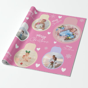 Papier Cadeau Boule de Noël colorée personnalisée avec un nom Ro