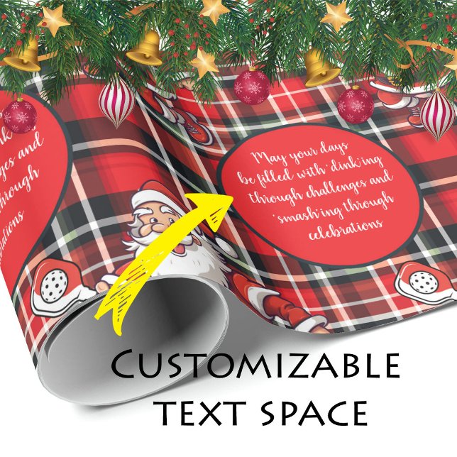 Papier Cadeau Boule de Noël 🎅 personnalisable (Customizable 🎅Christmas pickleball Wrapping Paper)