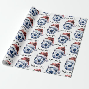 Papier Cadeau Boule de Noël personnalisée de football Santa joye