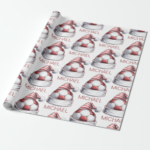 Papier Cadeau Boule de Noël personnalisée Footballeur Père Noël