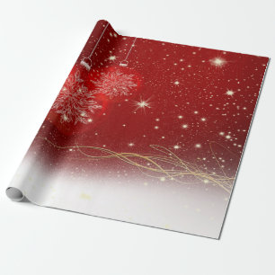 Papier Cadeau Boule de Noël rouge élégante pour les fêtes