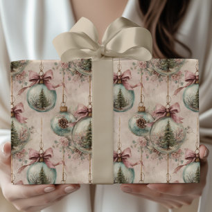 Papier Cadeau Boule de Noël vintage victorienne