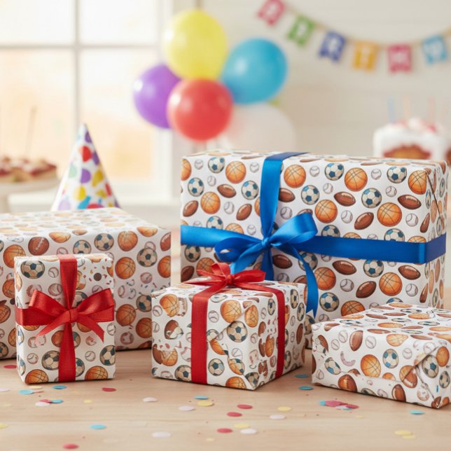 Papier Cadeau Boule de sport papier - Basketball, Football, un (Créateur téléchargé)