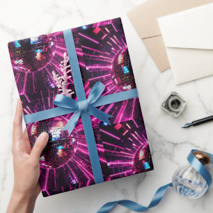 Papier Cadeau Boule Disco Rose