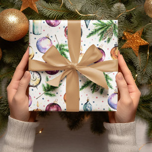 Papier Cadeau Boule festive de Noël à l'aquarelle 