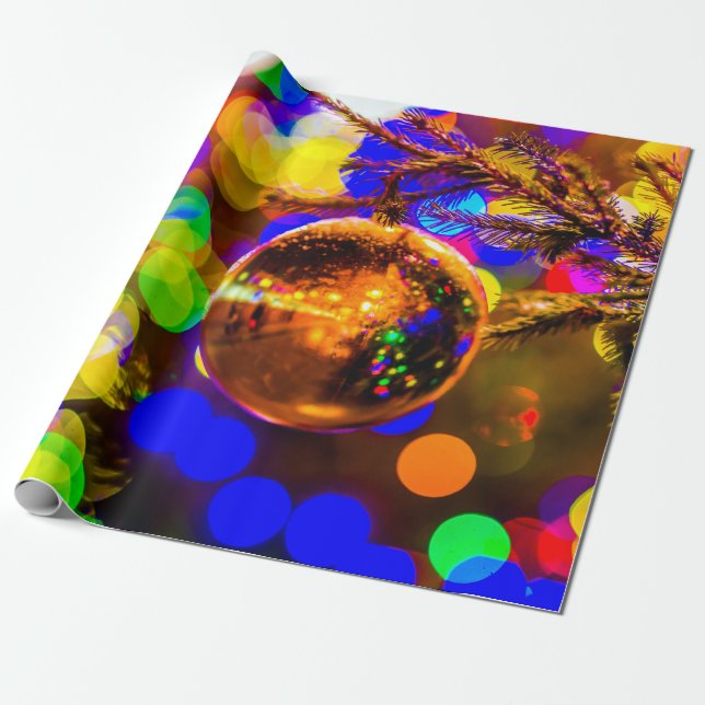 Papier Cadeau Boule Jaune, Lumières (Déroulé)