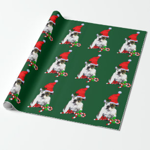 Papier Cadeau Bouledogue dans Noël de casquette de Père Noël