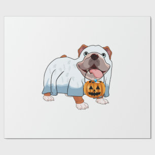 Papier Cadeau Bouledogue fantôme Halloween Chien