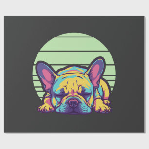 Papier Cadeau bouledogue français coloré endormi