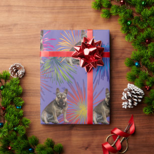 Papier Cadeau Bouledogue français Feu d'artifice French Bulldog