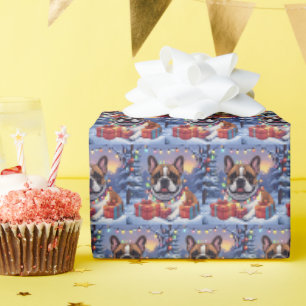 Papier Cadeau Bouledogue français French Bulldog Noël 