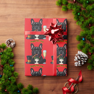 Papier Cadeau Bouledogue français French Bulldog Nouvel An