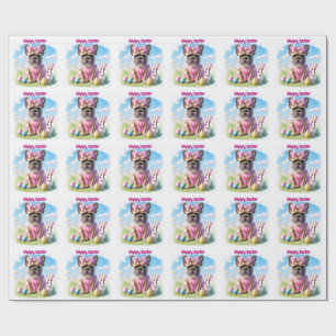 Papier Cadeau Bouledogue français Joyeuses Pâques French Bulldog