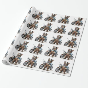 Papier Cadeau Bouledogue français moto Fête des Pères Bouledogue
