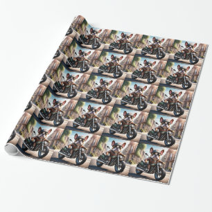 Papier Cadeau Bouledogue français moto Fête des Pères Bouledogue