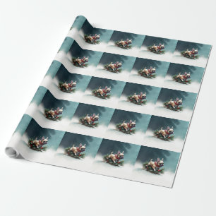 Papier Cadeau Bouledogue français Noël neige hiver