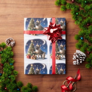 Papier Cadeau Bouledogue français sapin de Noël Bulldog