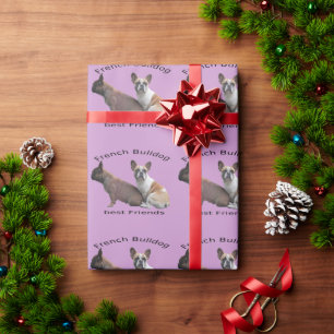 Papier Cadeau Bouledogues français Noël mignon Bouledogue