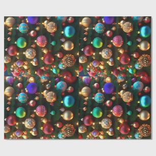 Papier Cadeau Boules de Noël colorées