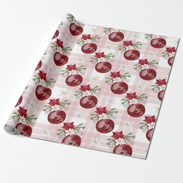 Papier Cadeau Boules de Noël rouges (Déroulé)