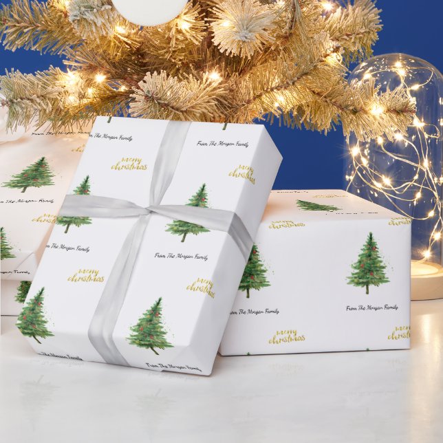 Papier Cadeau Boules de Noël sur le Sapin  Joyeux Noël (Vacances)