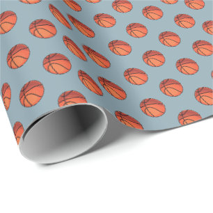 Papier Cadeau Boules de panier sur le bleu de pierre claire