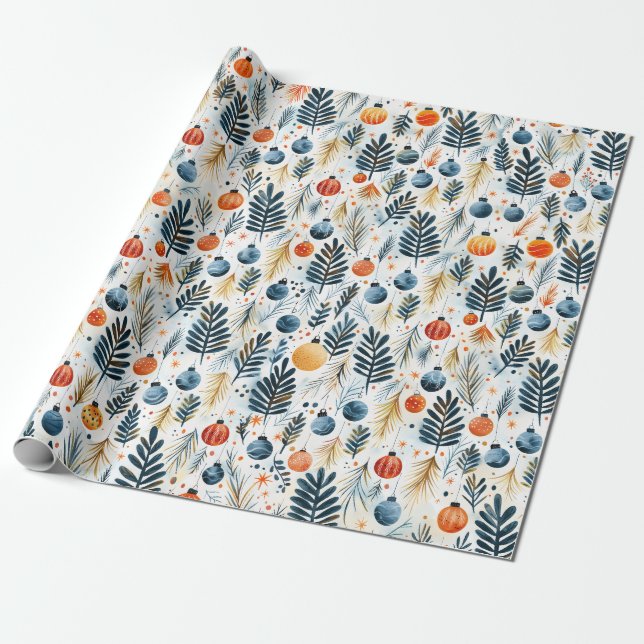 Papier Cadeau Boules et Branches (Déroulé)