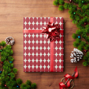 Papier Cadeau Boules Rouges de Noël Moderne et Élégant Chic