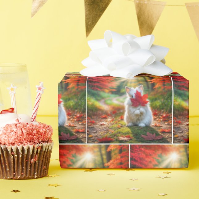 Papier Cadeau Boulet blanc se cachant derrière une feuille d'éra (Fête d'anniversaire)