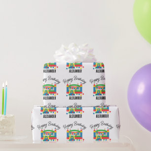 Papier Cadeau Bounce House Jumping Castle Ball Nom des enfants