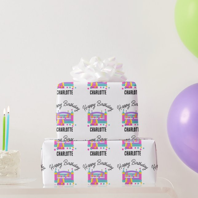 Papier Cadeau Bounce House Jumping Castle Girls Anniversaire (Cadeaux de fête)