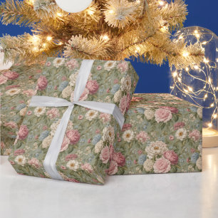 Papier Cadeau Bouquet Botanique Vintage Équilibré